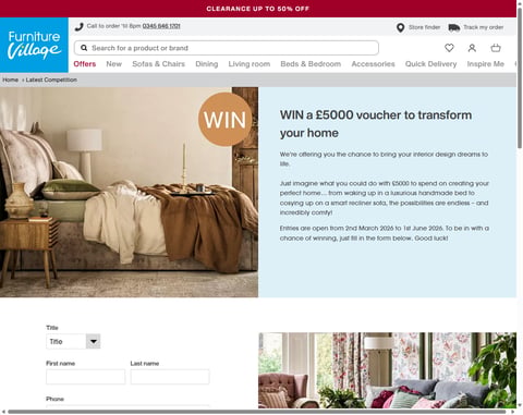Preview £5,000 Furniture Village Voucher