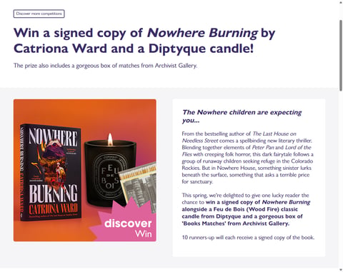 Preview Signed Copy Of Nowhere Burning By Catriona Ward And Diptyque Candle