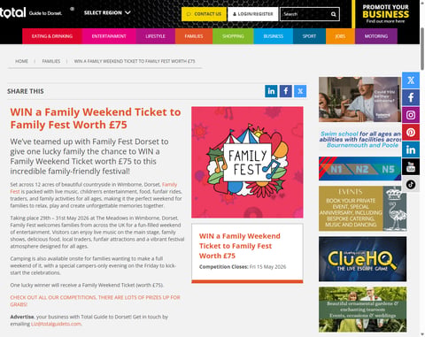 Preview Family Weekend Ticket To Family Fest, Dorset