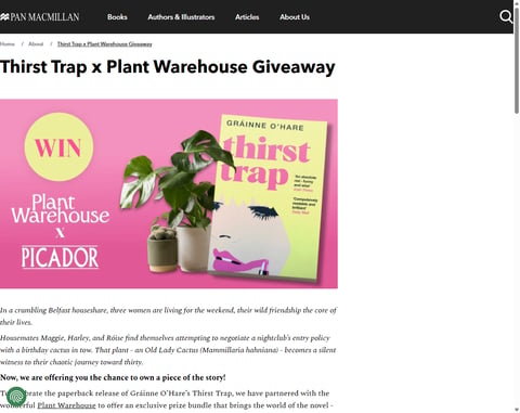 Preview Signed Paperback Copies Of Thirst Trap, Houseplants, Care Guides & Event Tickets