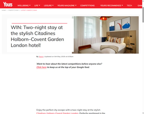 Preview 2 Night Stay At The Citadines Holborn–Covent Garden London Hotel