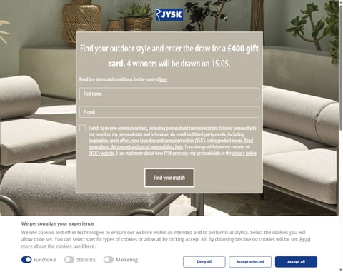 Preview £400 Jysk Gift Card