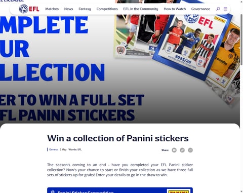 Preview Full Sets Of EFL Panini Stickers