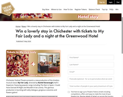 Preview Tickets To My Fair Lady And Night At The Greenwood Hotel