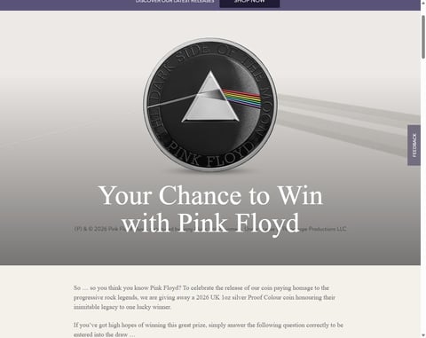 Preview Silver Proof Colour Coin Honouring Pink Floyd's Dark Side Of The Moon