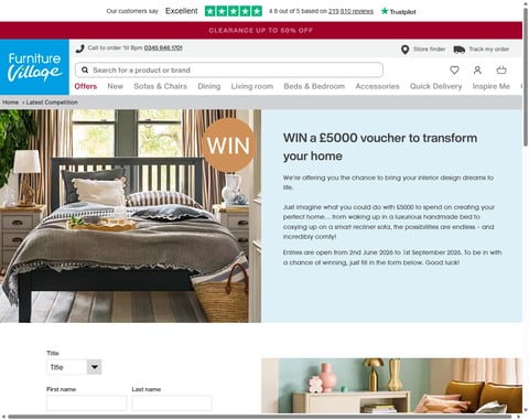Preview £5,000 Furniture Village Vouchers