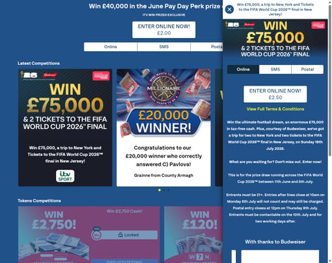 Preview £75,000 Cash and World Cup Final Tickets Competition