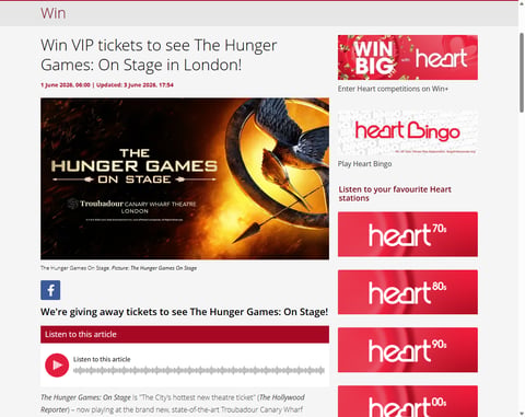 Preview Vip Tickets To See The Hunger Games On Stage In London