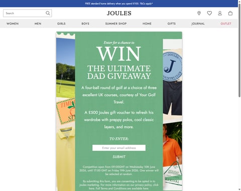 Preview £500 Joules Voucher and 4-Ball At A Choice Of 3 Golf Courses