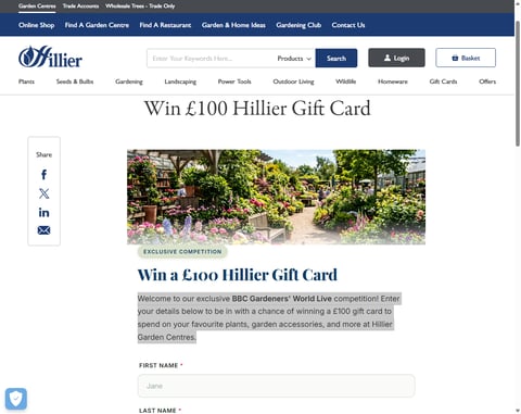 Preview £100  Hillier Garden Centres Gift Card