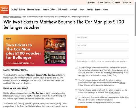 Preview Tickets To Matthew Bourne's The Car Man