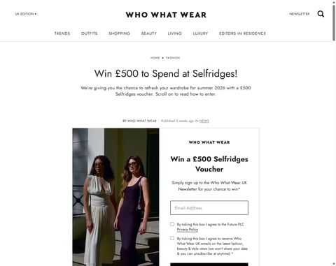 Preview £500 Selfridges Voucher