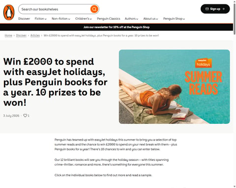 Preview £2,000 Easyjet Vouchers and 12 Penguin Books