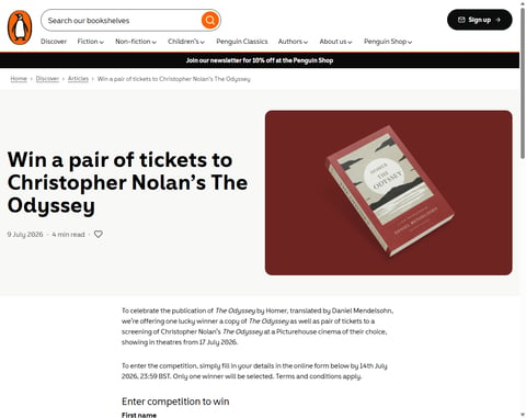 Preview Tickets To Christopher Nolan's The Odyssey