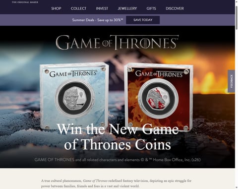 Preview Game Of Thrones Silver Proof Colour 50P Coins