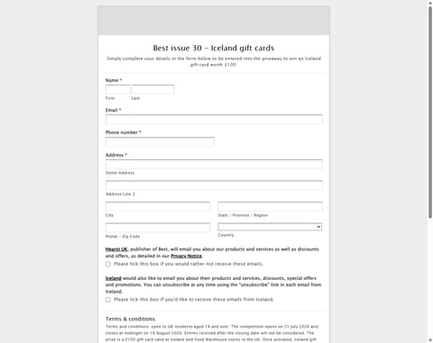 Preview £100 Iceland Gift Voucher