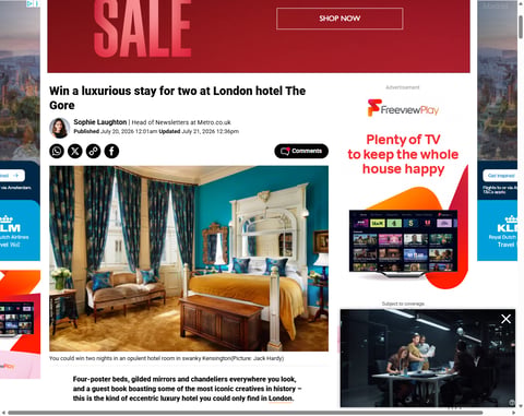 Preview Stay At London Hotel The Gore