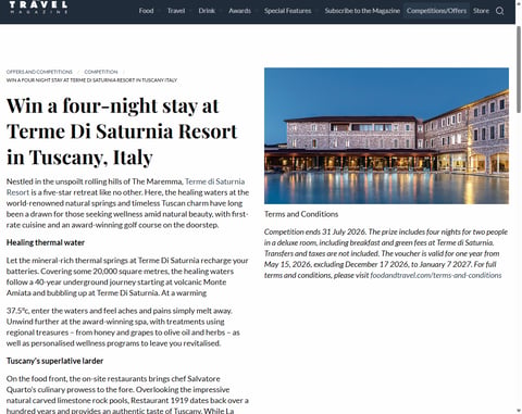 Preview 4 Night Stay At Terme Di Saturnia Resort In Tuscany, Italy