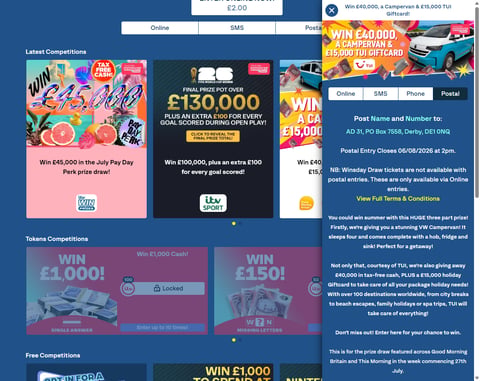 Preview £40,000 Cash, Campervan and £15,000 TUI Gift Card Competition