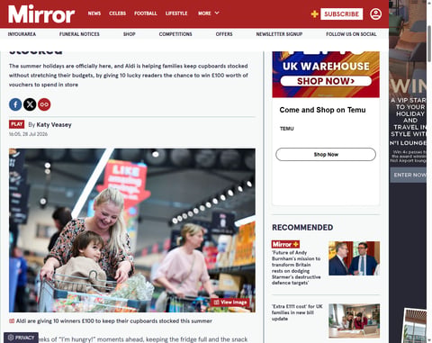 Preview £100 Aldi Vouchers
