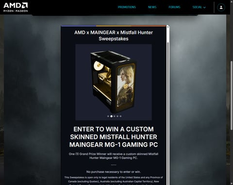 Preview Custom Skinned Mistfall Hunter Maingear Mg-1 Gaming PC