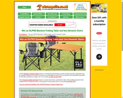 Preview Olpro Bamboo Folding Camping Table and Chairs