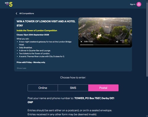 Preview Tower of London Visit and Hotel Stay Competition