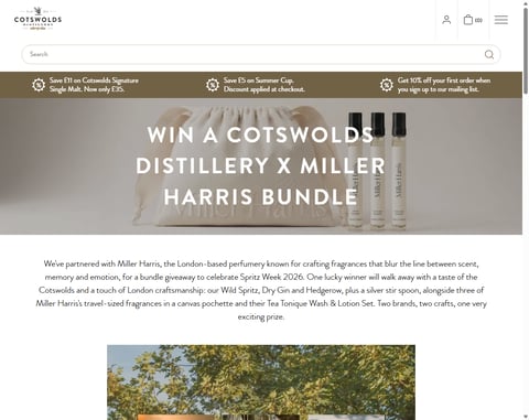 Preview £225 Bundle From Cotswolds Distillery & Miller Harris Fragrances