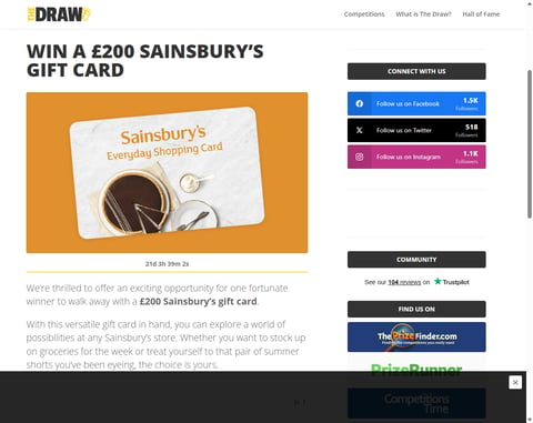 Preview £200 Sainsbury’s Gift Card