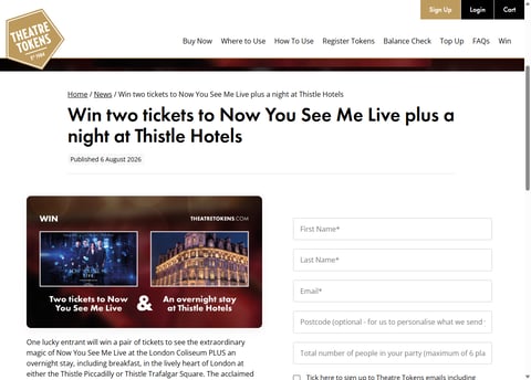 Preview Tickets To Now You See Me Live and Night At Thistle Hotels