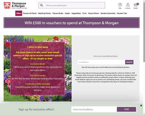 Preview £500 Voucher For Thompson & Morgan