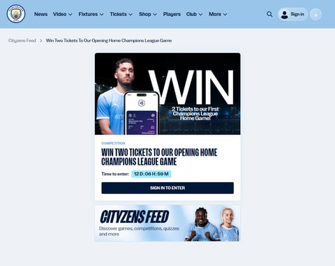 Preview Tickets To Manchester City's Opening Home Champions League Game