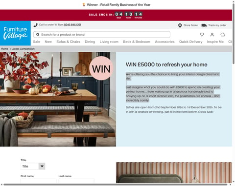 Preview £5,000 Furniture Village Voucher