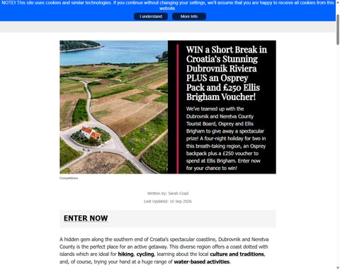 Preview 4-Nights in Croatia, Osprey Backpack and £250 Ellis Brigham Voucher