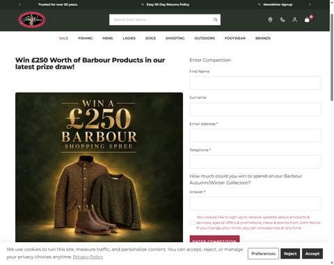 Preview £250 To Spend On Barbour At John Norris