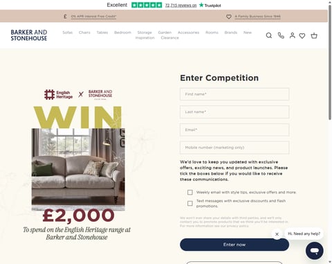 Preview £2,000 Barker & Stonehouse Vouchers