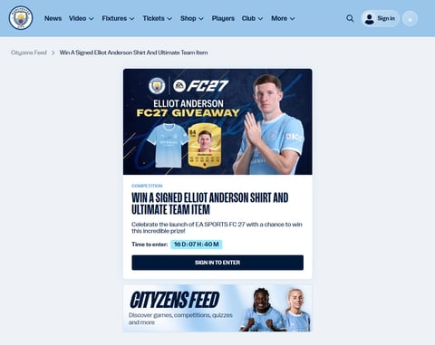 Preview Manchester City Shirt Signed By Elliot Anderson