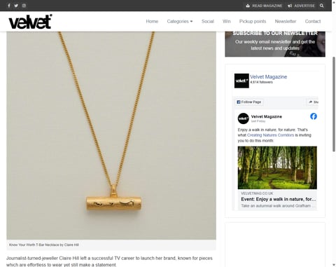 Preview Gold Vermeil T-Bar Necklace By Claire Hill