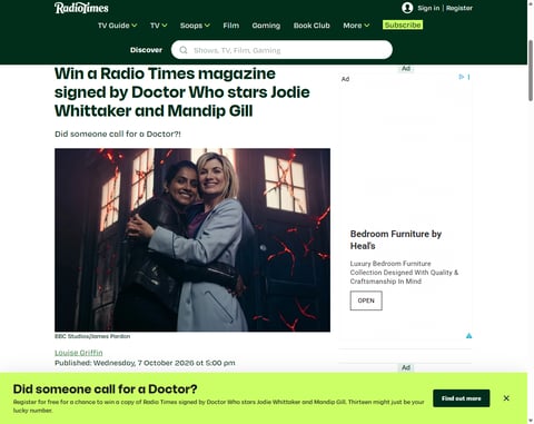 Preview Radio Times Magazine Signed By Jodie Whittaker And Mandip Gill