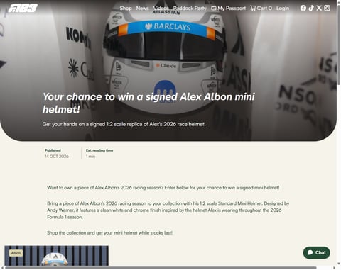 Preview Alex Albon 2026 Signed Mini Helmet